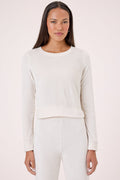Velour Crush Crop Sweatshirt - Goldie LeWinter #color_white sand