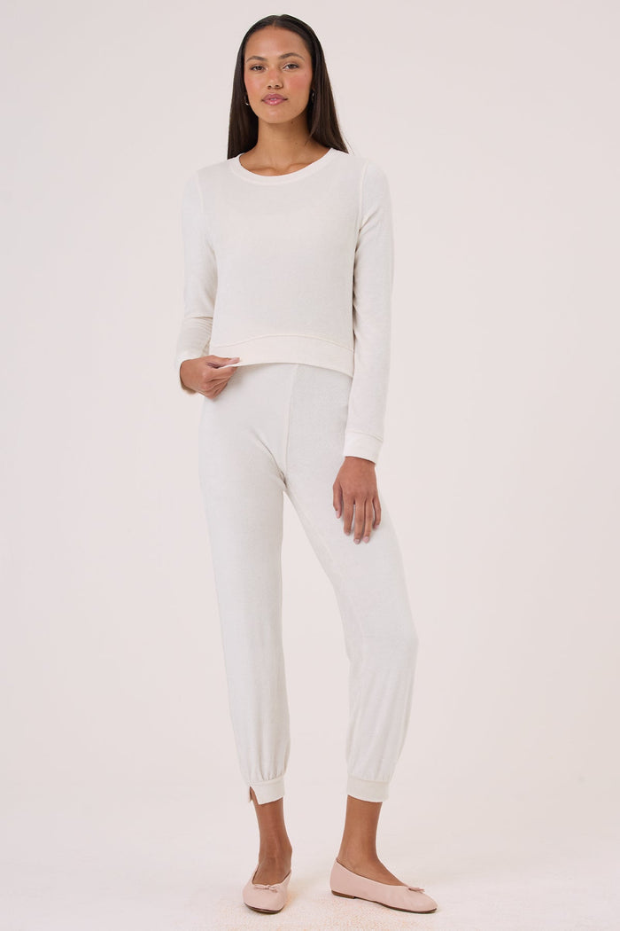 Velour Crush Crop Sweatshirt - Goldie LeWinter #color_white sand