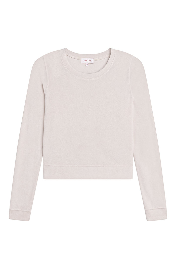 Velour Crush Crop Sweatshirt - Goldie LeWinter #color_white sand