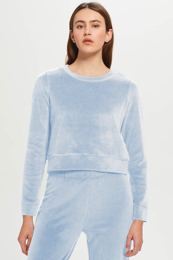 Velour Crush Crop Sweatshirt - Goldie LeWinter #color_placid - online exclusive
