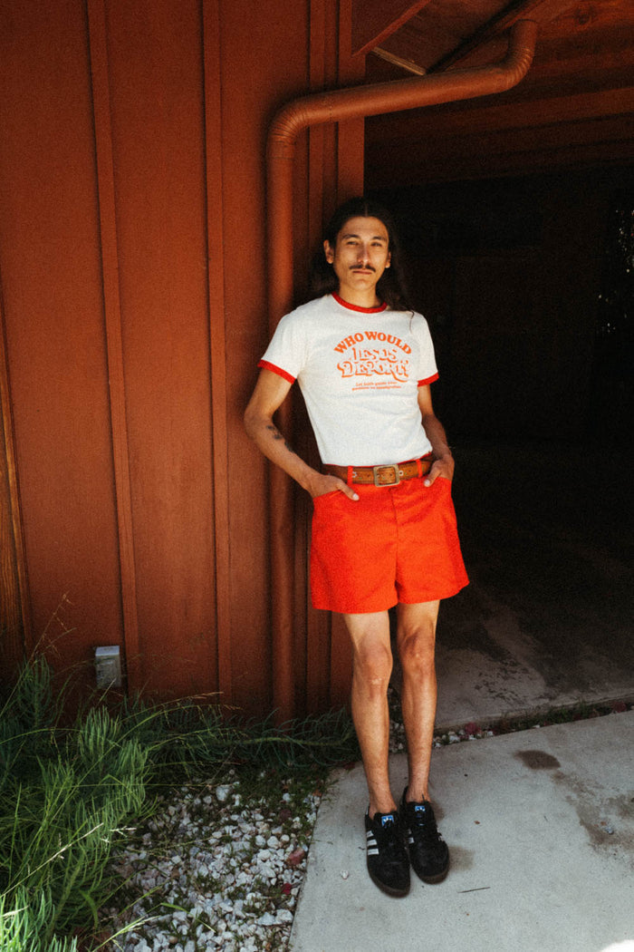 Man wearing Who Would Jesus Deport? Ringer Tee from The Bee & The Fox