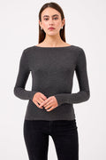 Yvonne Bateau Top - Goldie LeWinter #color_charcoal heather